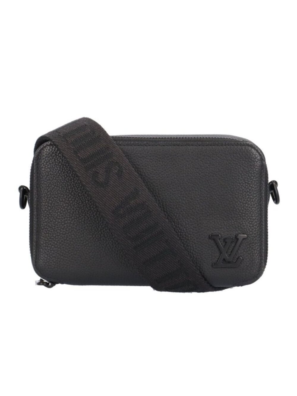 Louis Vuitton Alpha Wearable Wallet Aerogram Shoulder Bag Leather Black